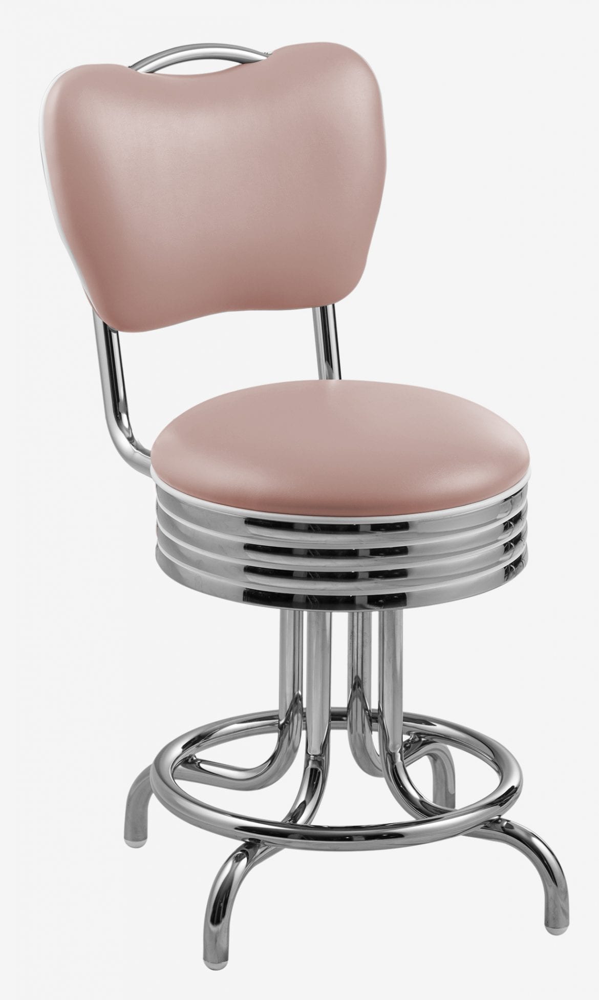 tabouret de cuisine pivotant chromé Daytona rose poudre vinyle