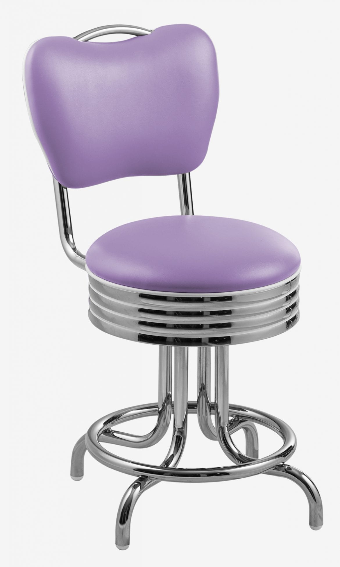 tabouret de fast-food chromé Daytona vinyle mauve