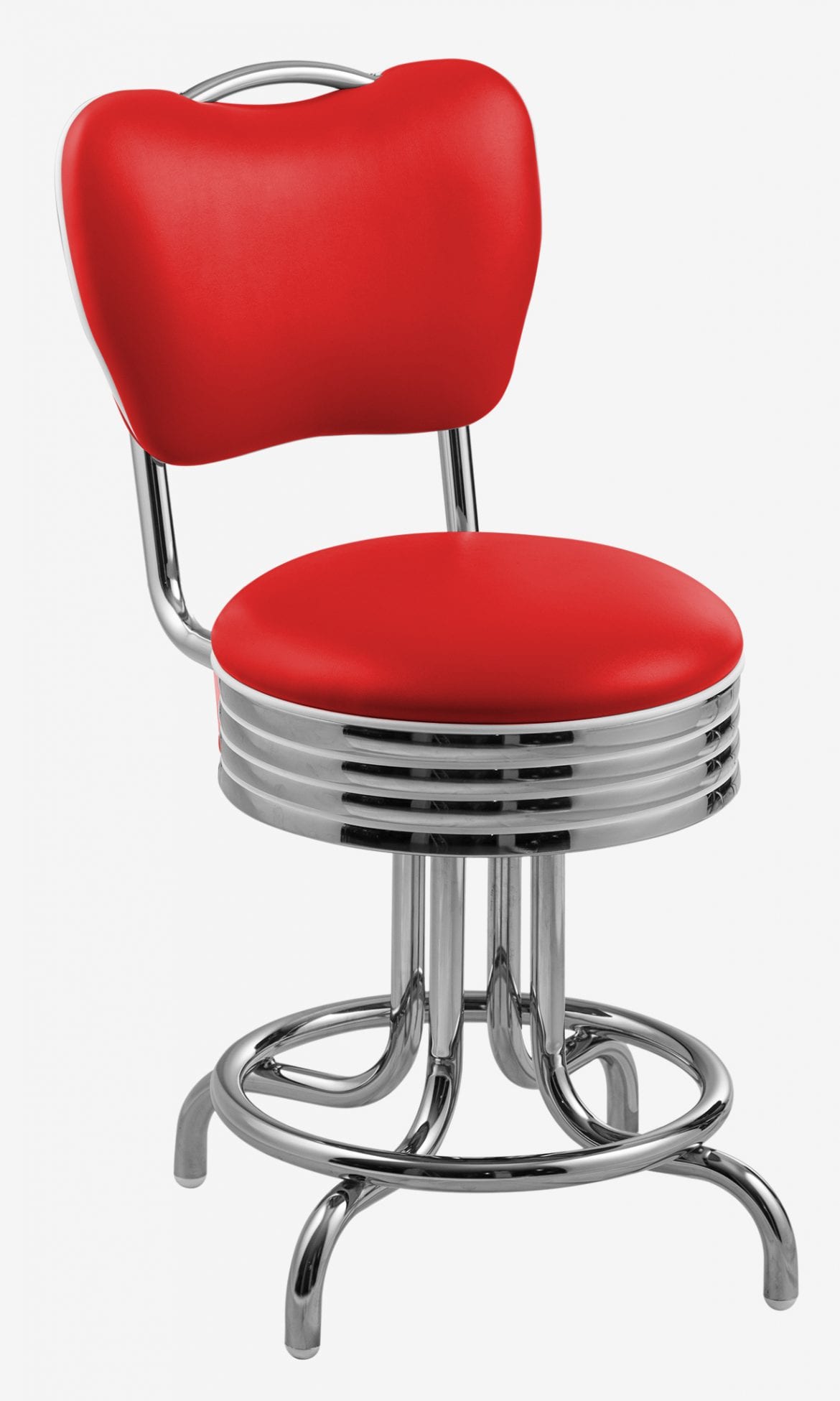 tabouret vintage chromé bas Daytona rouge pivotant