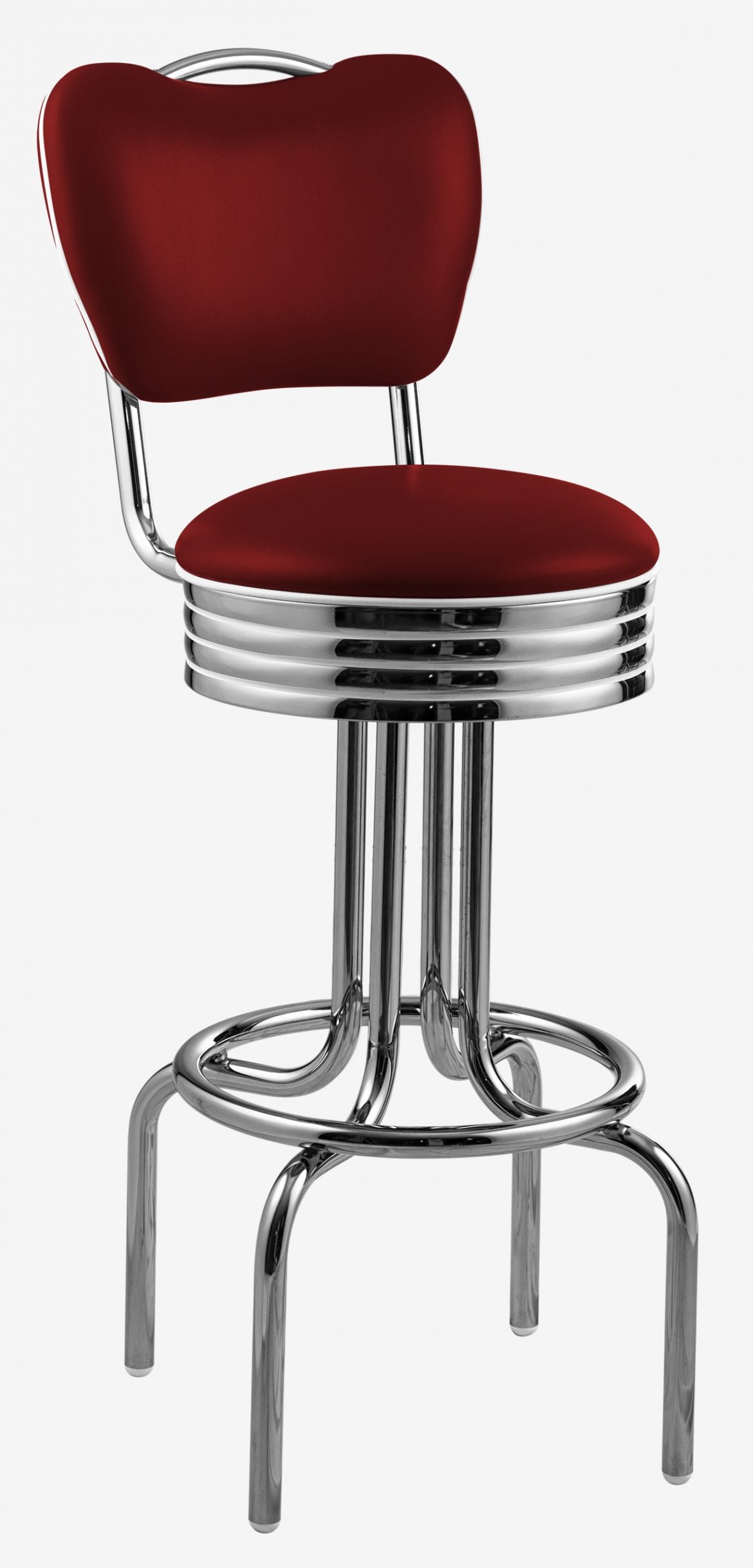 tabouret américain vintage avec dossier Tucson pivotant rouge ruby
