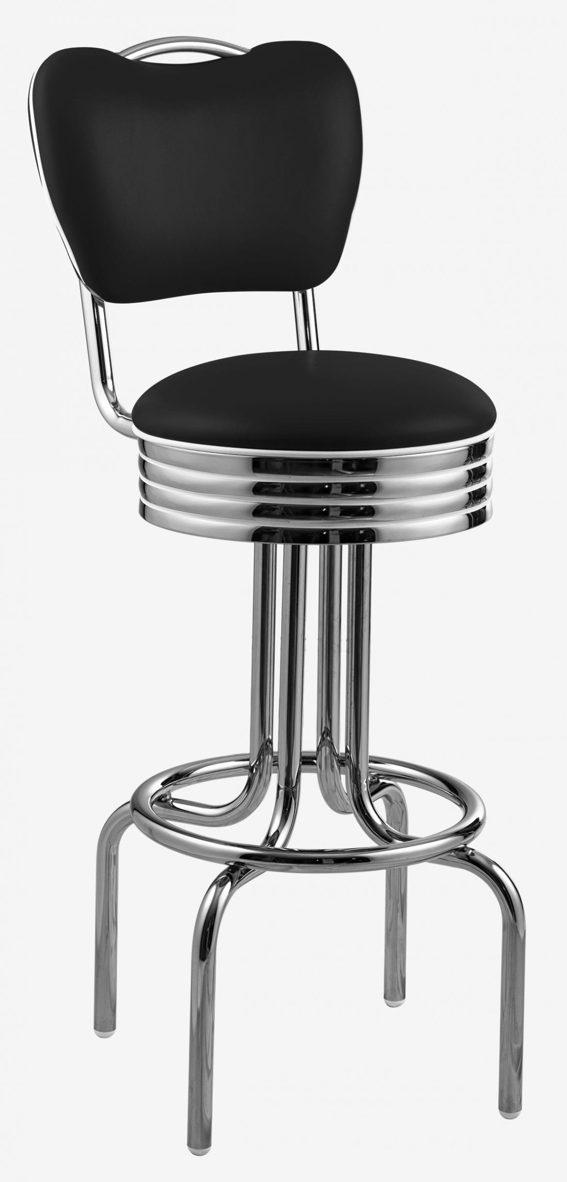 tabouret américain rétro Tucson vinyle noir et dossier