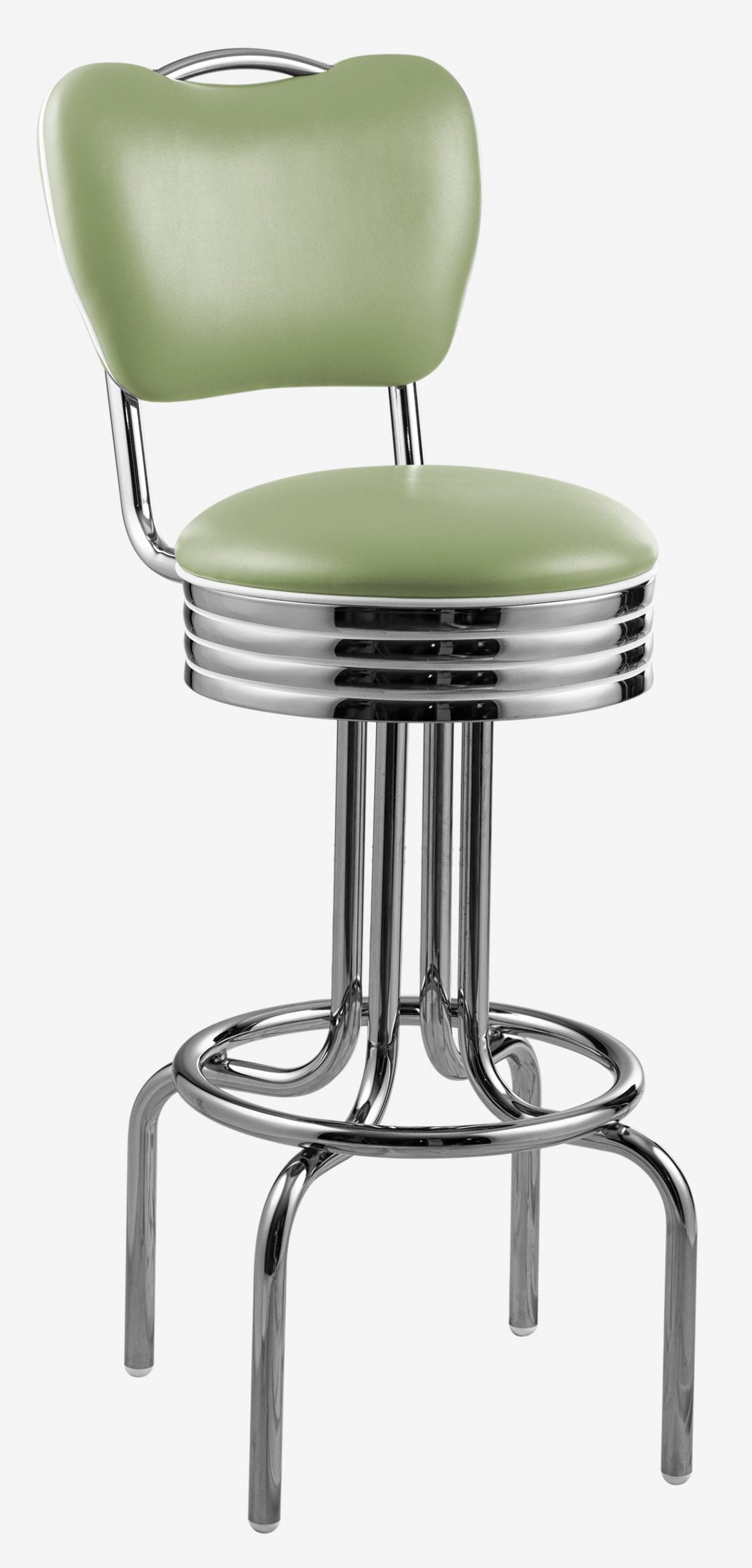 tabouret de bar chromé avec dossier Tucson vert pistache