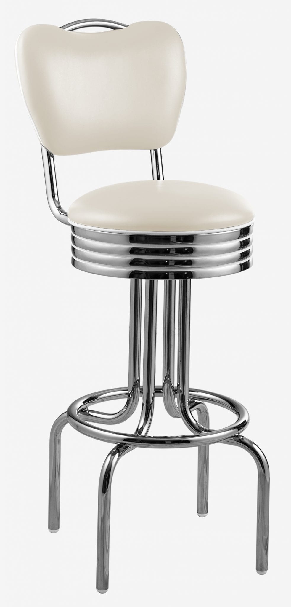 tabouret haut pivotant avec dossier Tucson vinyle ivoire
