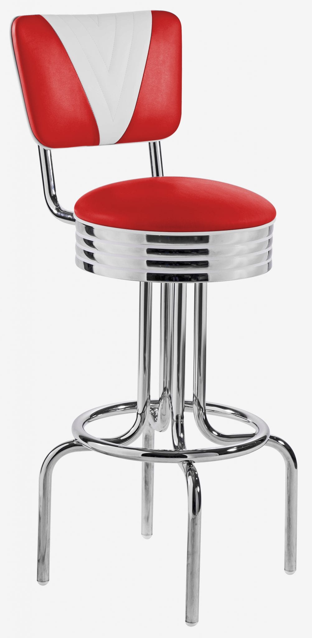 tabouret vintage chromé Rockford vinyle rouge