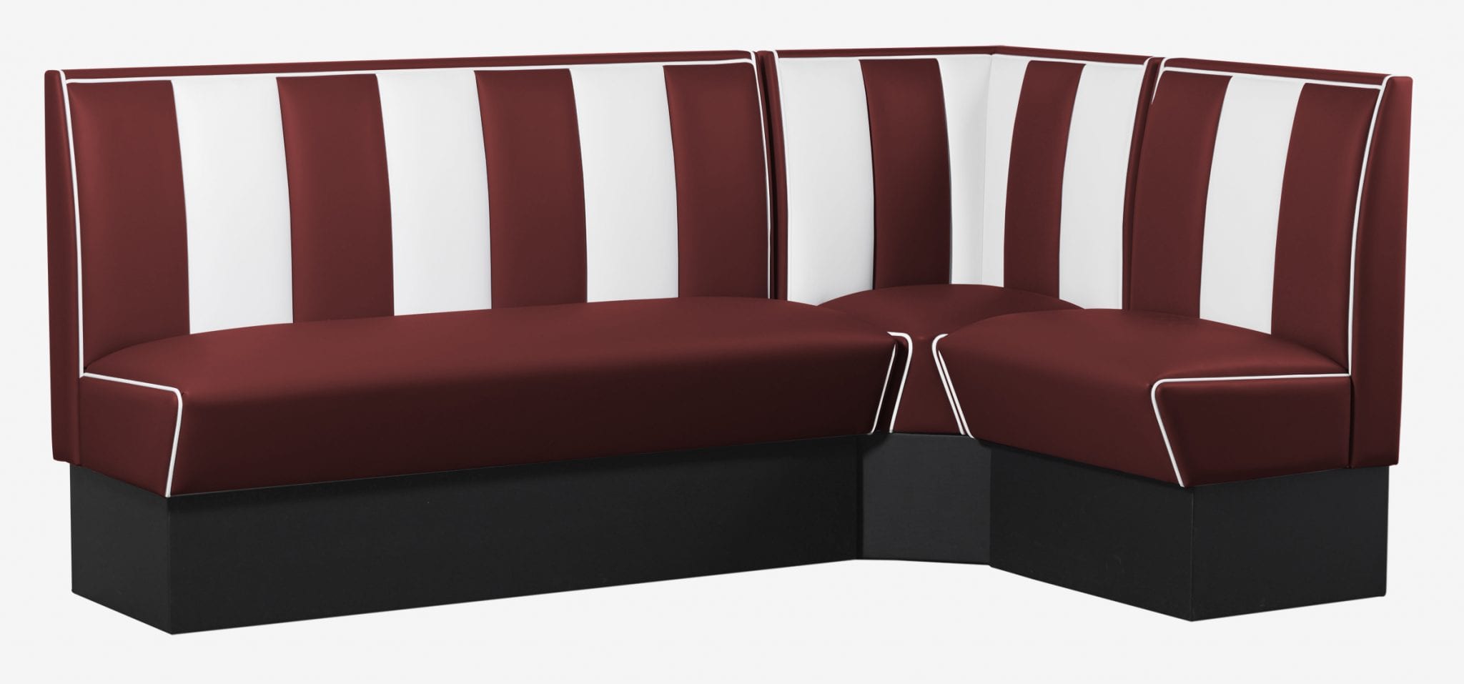 banquettes de Diner en L vinyle rouge ruby et blanc