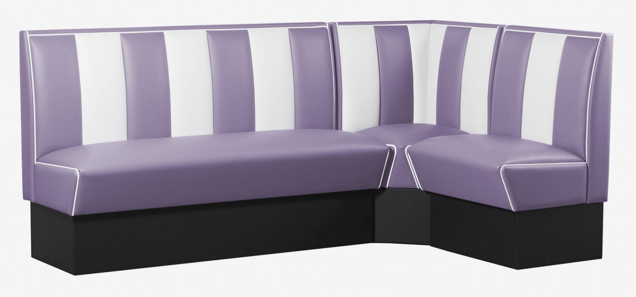 banquettes vintage en L vinyle mauve et blanc