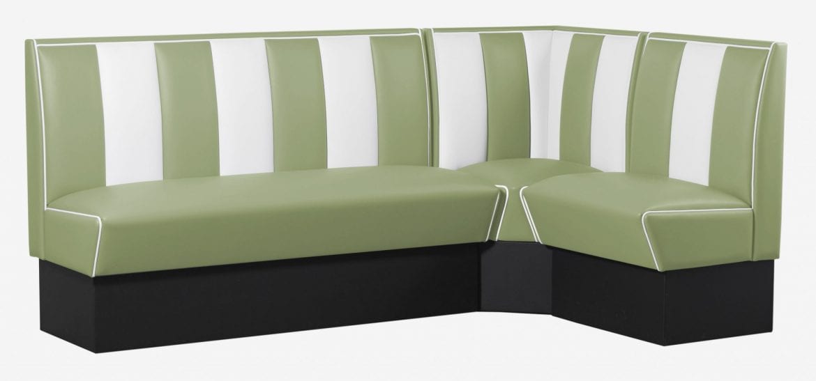 combinaison de banquettes vintage en L vert pistache