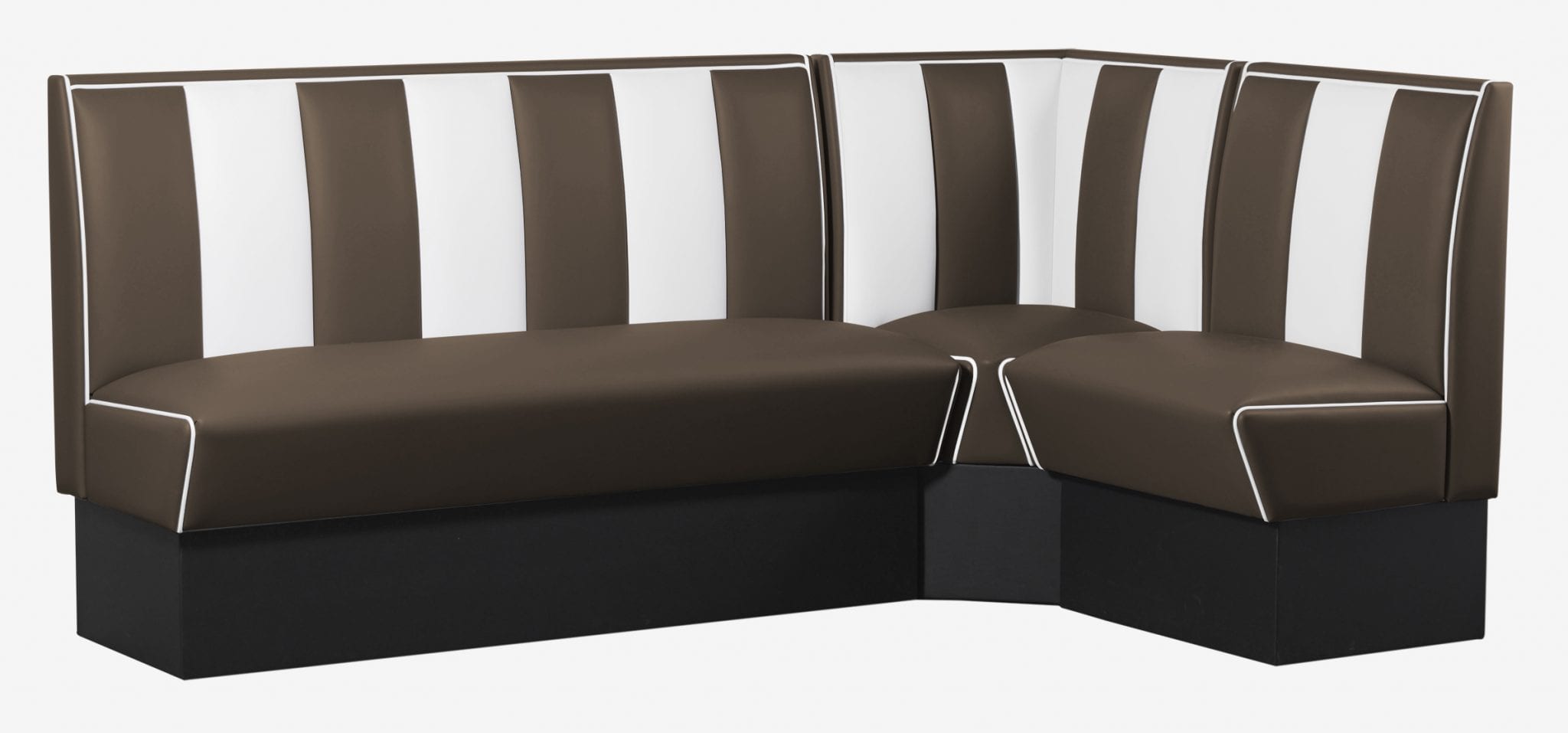 combinaison de banquettes vintage en L marron et blanc