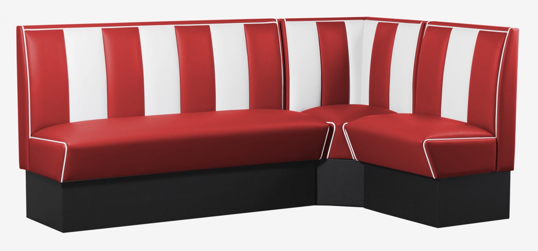 combinaison de banquettes en L vinyle rouge et blanc rétro