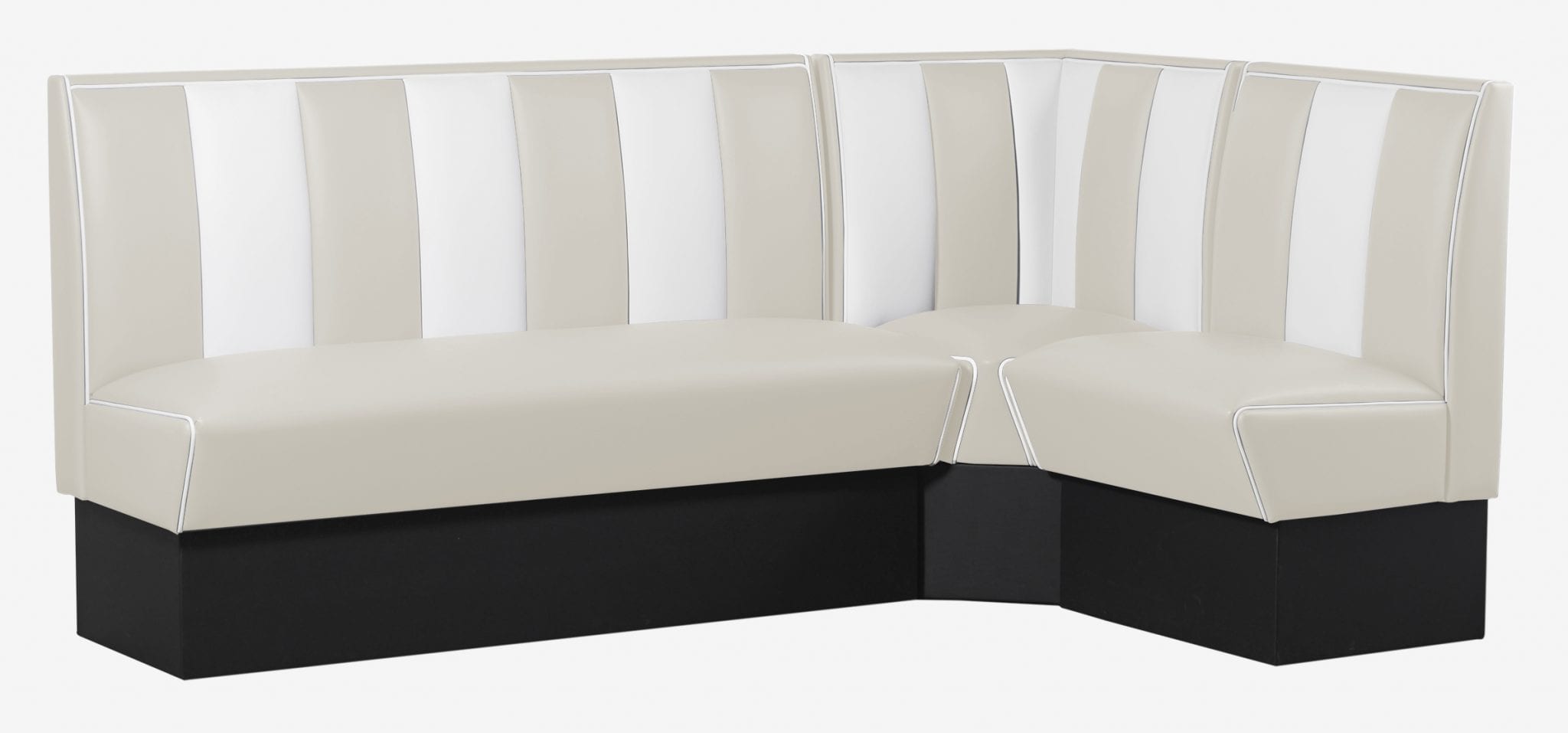 ensemble de banquettes en L vintage vinyle beige et blanc
