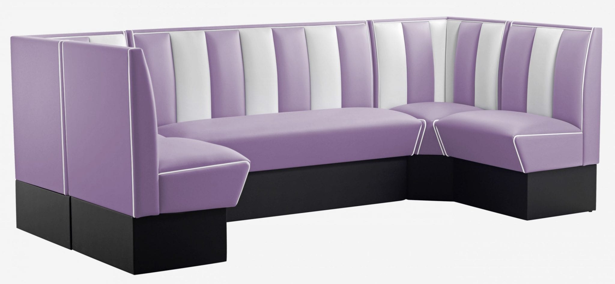 banquettes de Diner américain en U vinyle mauve et blanc