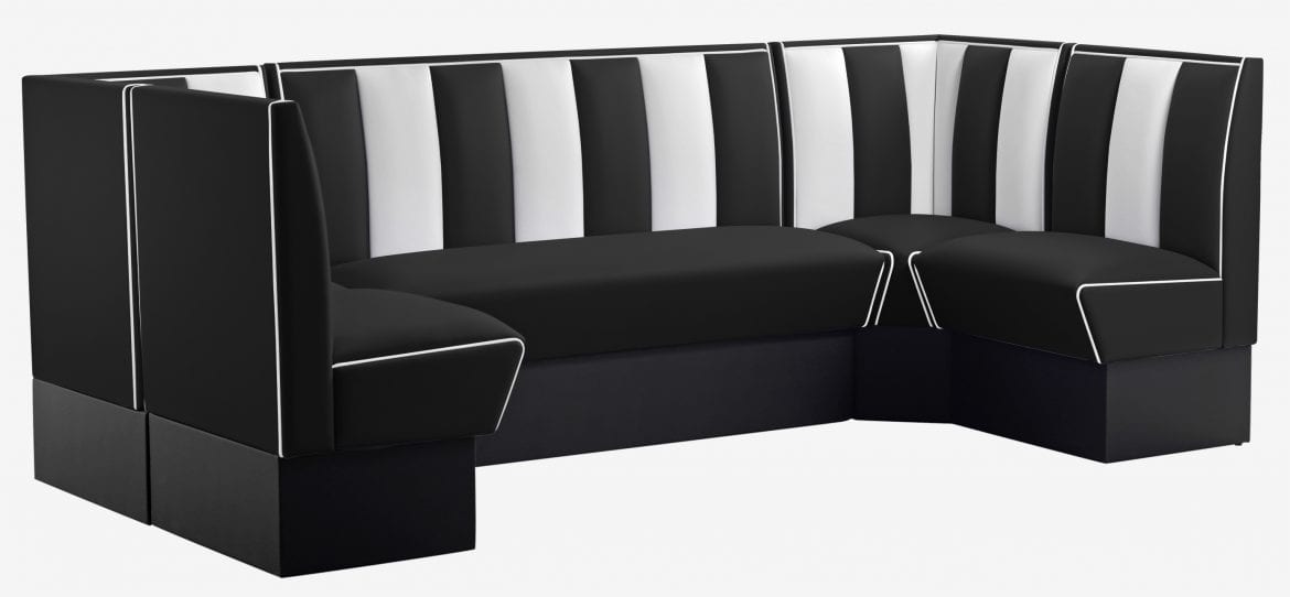 ensemble de banquettes en U rétro noir et blanc