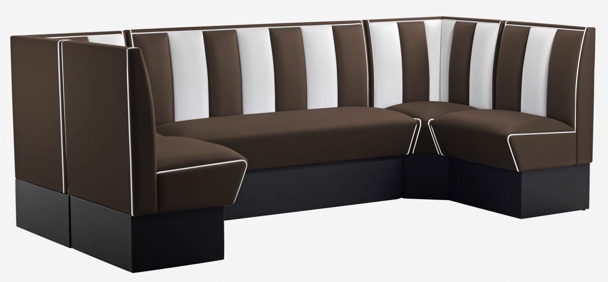 ensemble de banquettes de restaurant en U vinyle marron et blanc