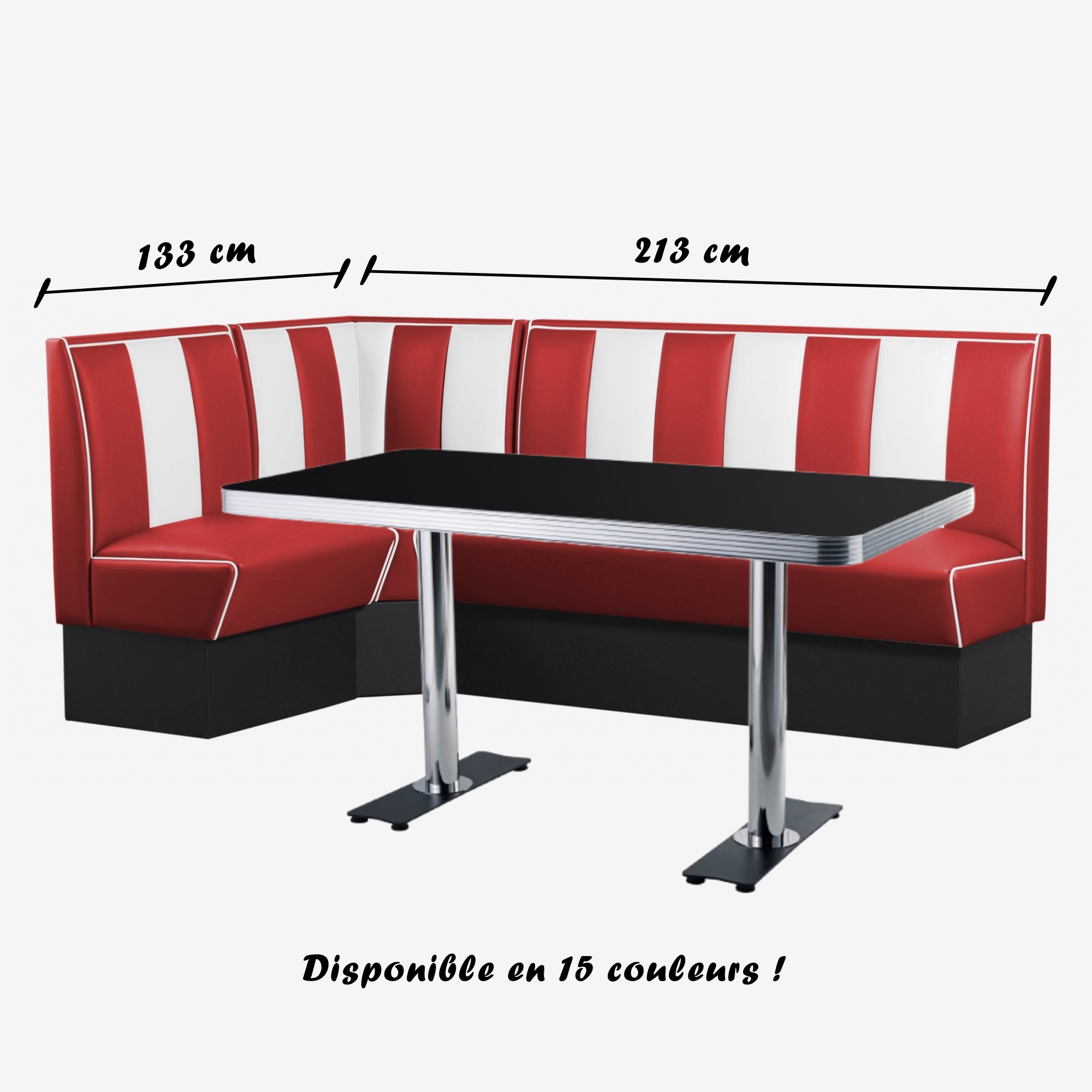 banquettes dangle de cuisine vintage vinyle rouge ruby et table 2 pirds chromés