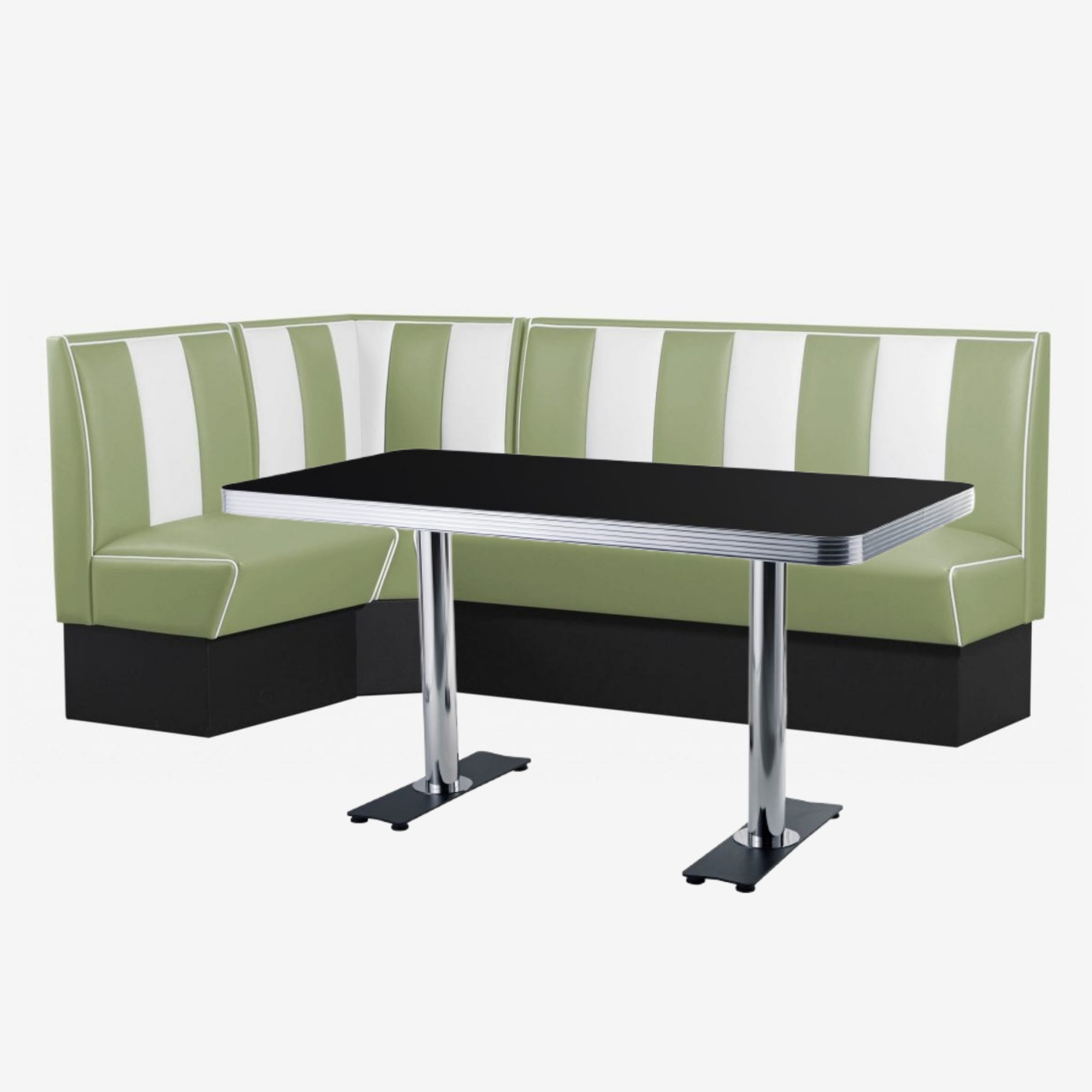 banquette dangle de cuisine américaine vinyle bicolore vert et blanc