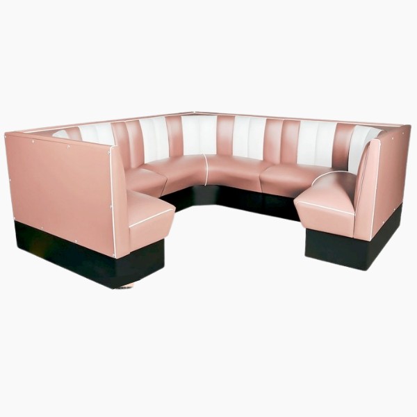 angle de cuisine banquettes vinyle vieux rose vintage