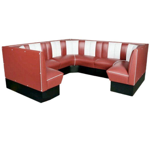 angle de cuisine en banquettes vintage rouge ruby bel air