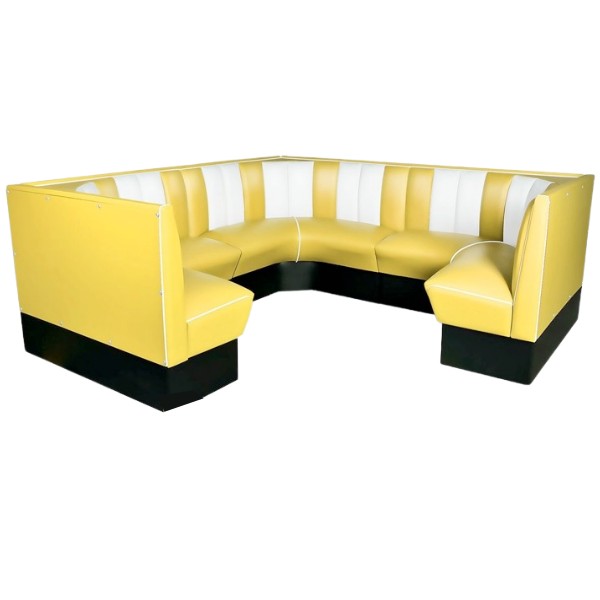combinaison circulaire de banquettes de Diner bel air jaune et blanc rétro