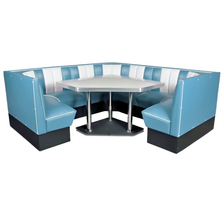 idée aménagement coin cuisine dangle américaine vinyle bleu et table dangle
