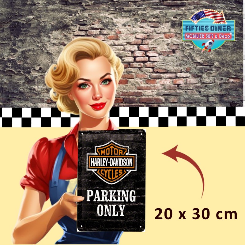 plaque métal vintage Harley davidson parking only nostalgic art  20x30cm