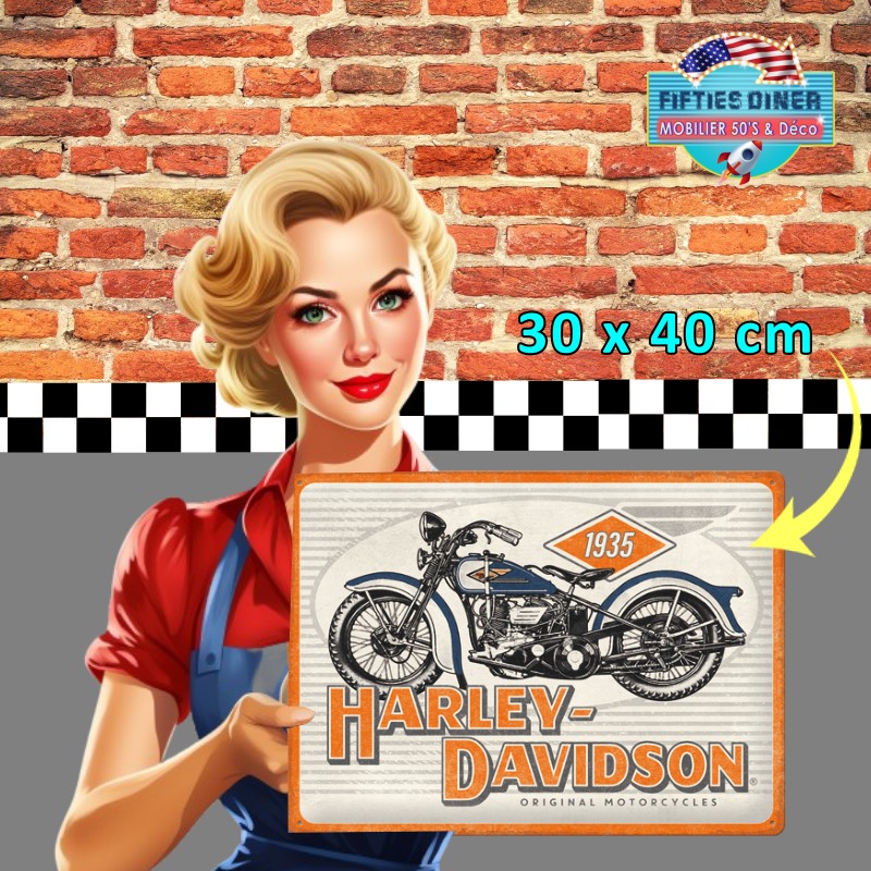 plaque métal Harley davidson original motorcycle 1935 nostalgic art  30x40cm