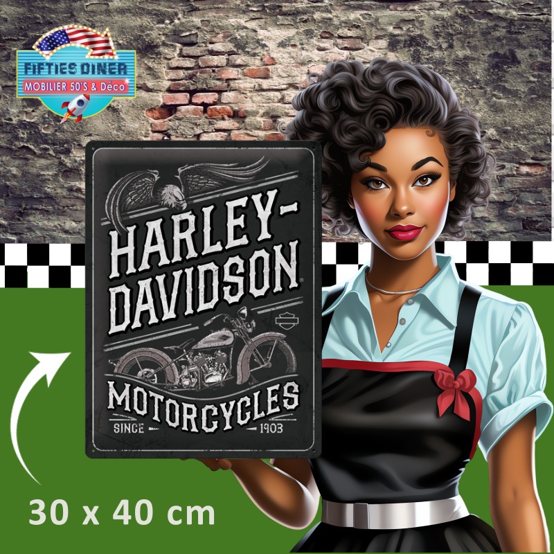plaque métal vintage harley davidson since 1903 nostalgic art 40x30 cm