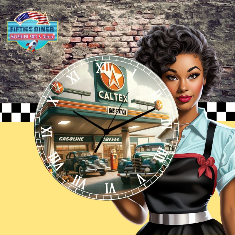 horloge murale vintage station-service Caltex