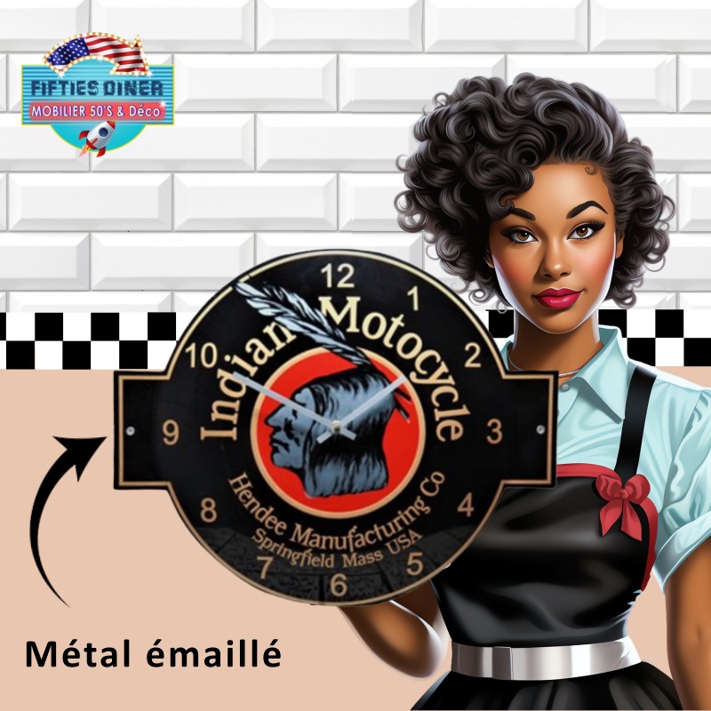 horloge murale émaillée vintage indian motorcycle