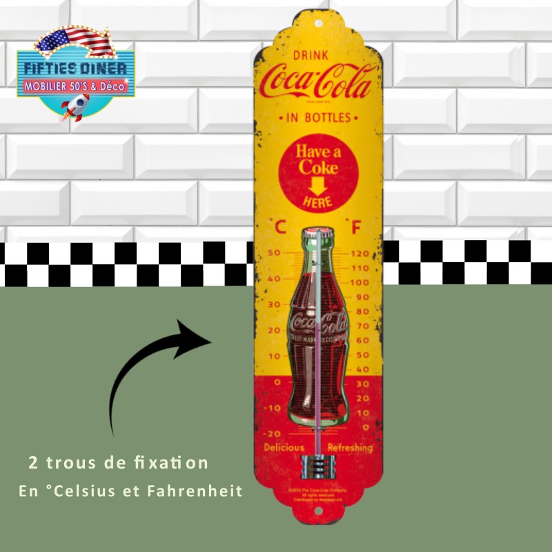 thermomètre vintage coca-cola in bottles