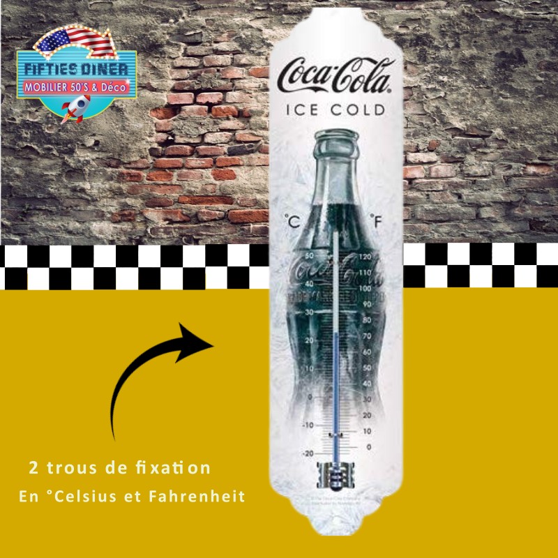 thermomètre vintage coca-cola ice cold blanc