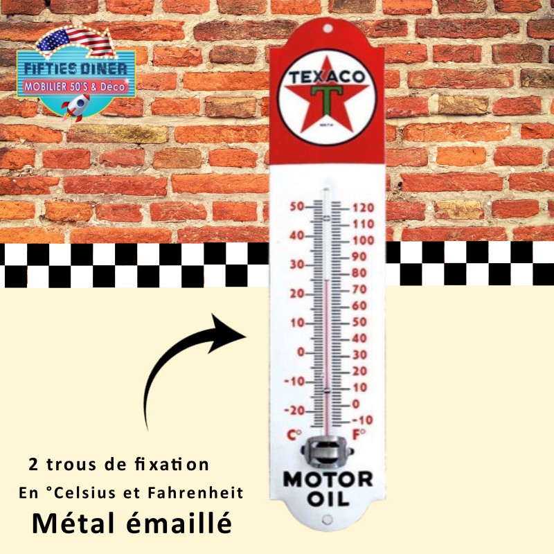 thermomètre vintage émaillé texaco motor oil