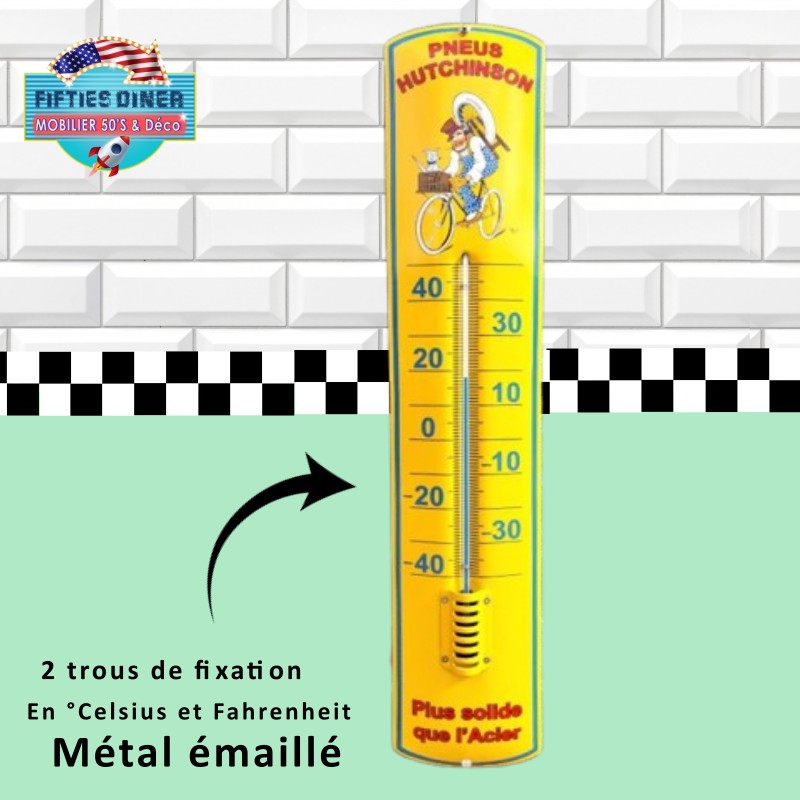 thermomètre vintage émaillé pneus hutchinson