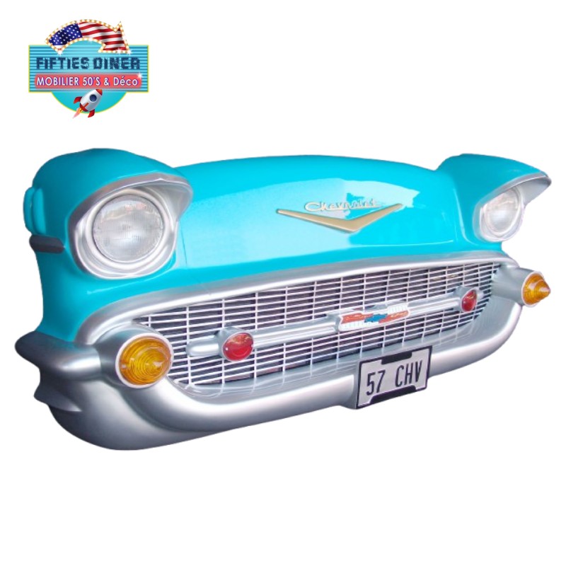 face avant de voiture américaine chevrolet Bel Air turquoise