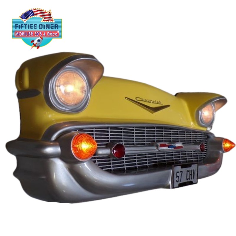 face avant de voiture américaine chevrolet Bel Air jaune