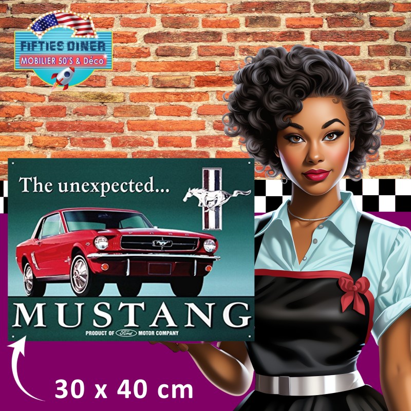 plaque américaine vintage ford mustang rouge 30x40 cm