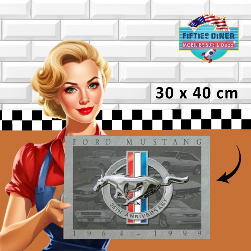 Plaque métal - Ford Mustang - 31.5x40cm - Vintage wall