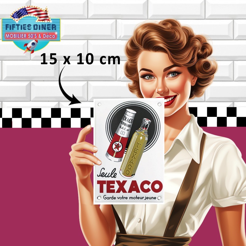 plaque émaillée Texaco motor oil 15x10 cm