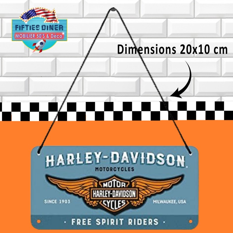 plaque métal à suspendre harley davidson riders 20x10 cm