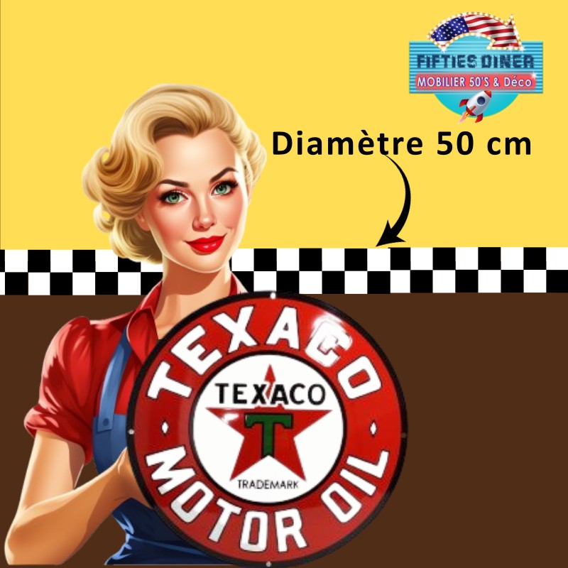 plaque émaillée américaine logo Texaco motor oil 50cm