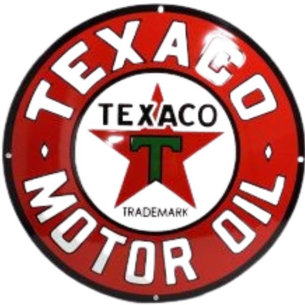plaque émaillée rétro américaine texaco motor oil ronde
