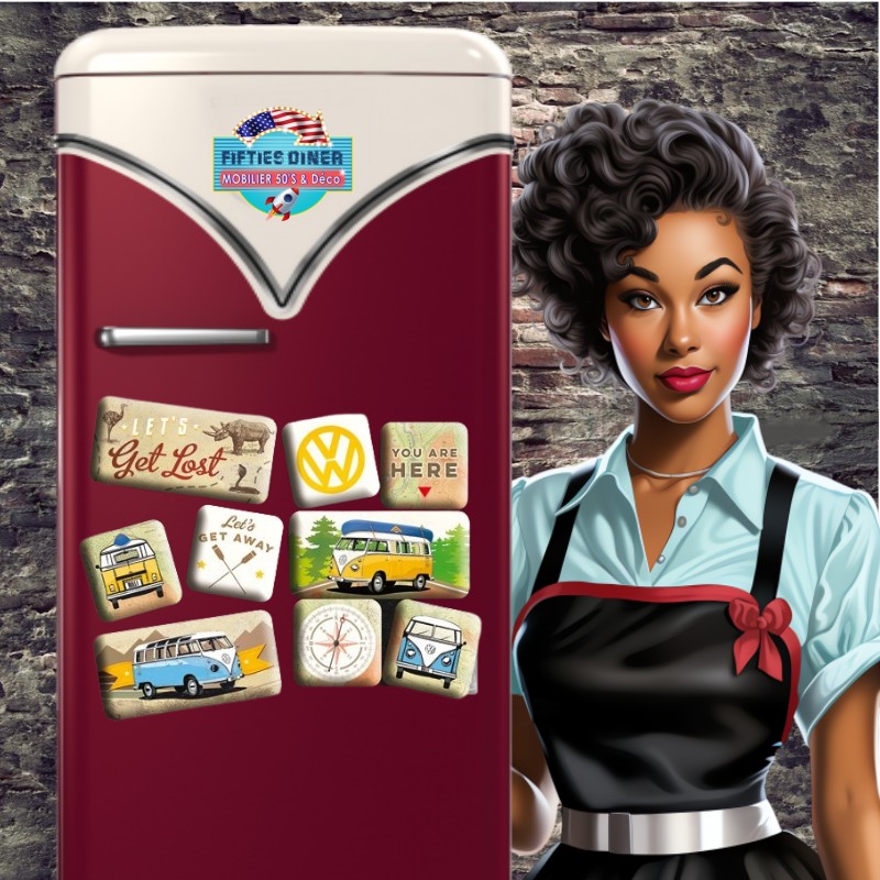 pack de magnets Vw combi get lost vintage