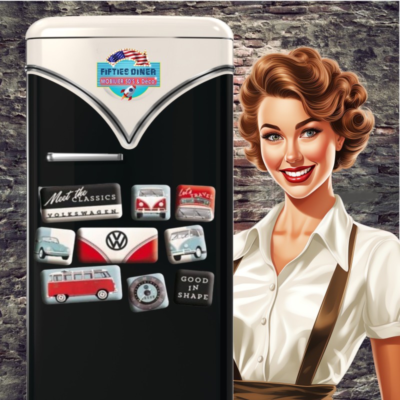lot de 9 magnets vw combi classic rétro