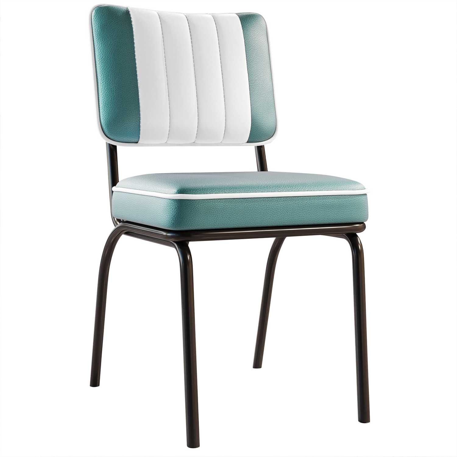 chaise rétro Chicago vinyle turquoise et blanc