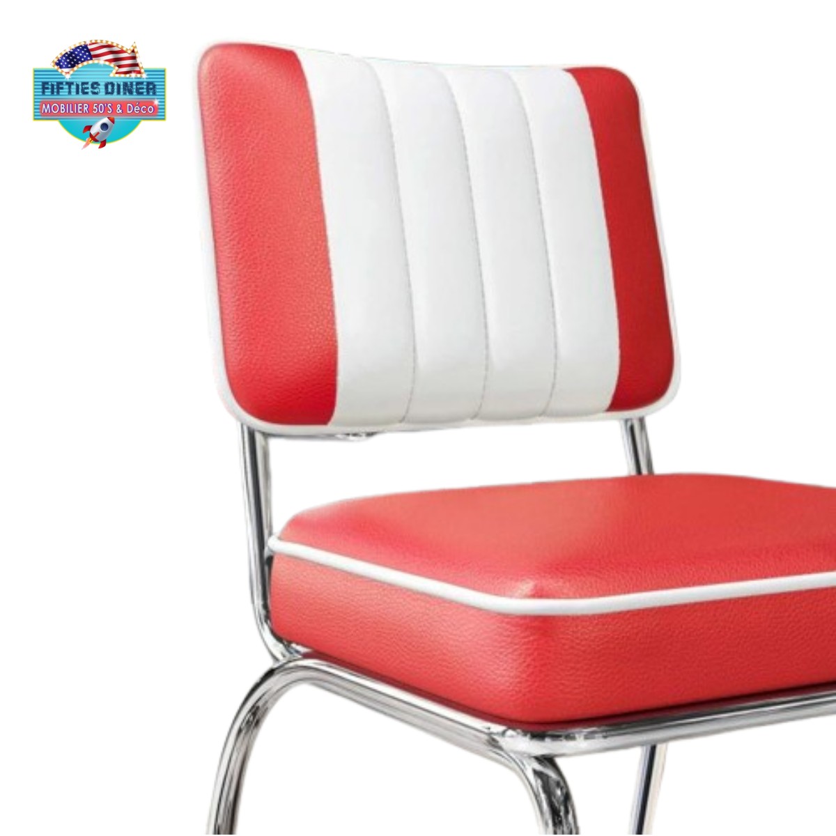 chaise rétro de Diner américain rouge dossier bicolore