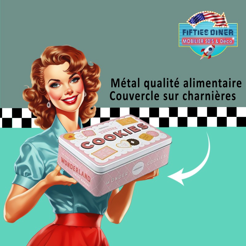 boite à sucre en métal américaine wonder cookies rétro