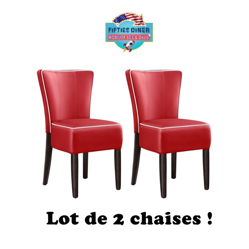 lot de chaises de Diner Utah pieds bois vinyle uni