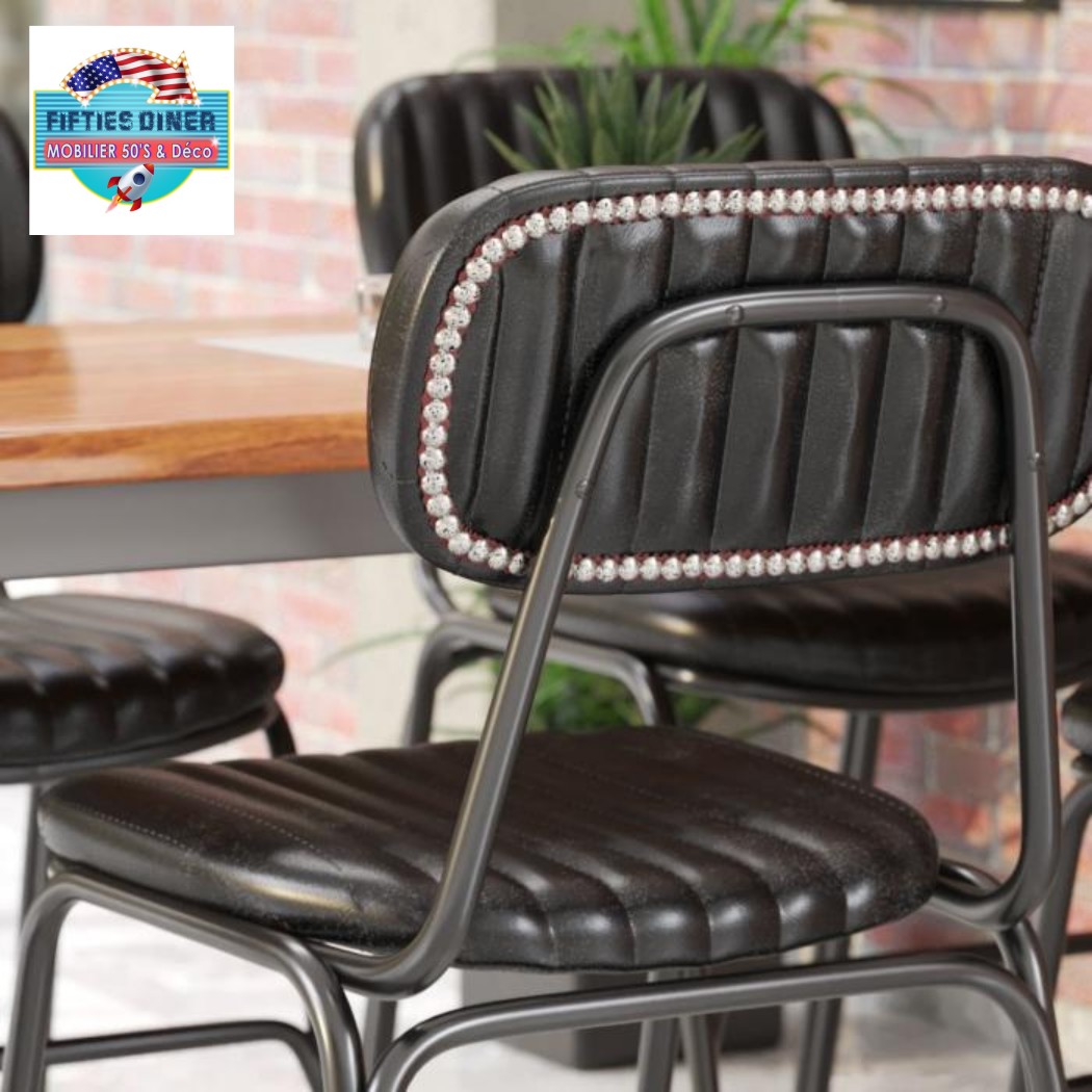 chaise rétro américaine Red Rock vinyle noir