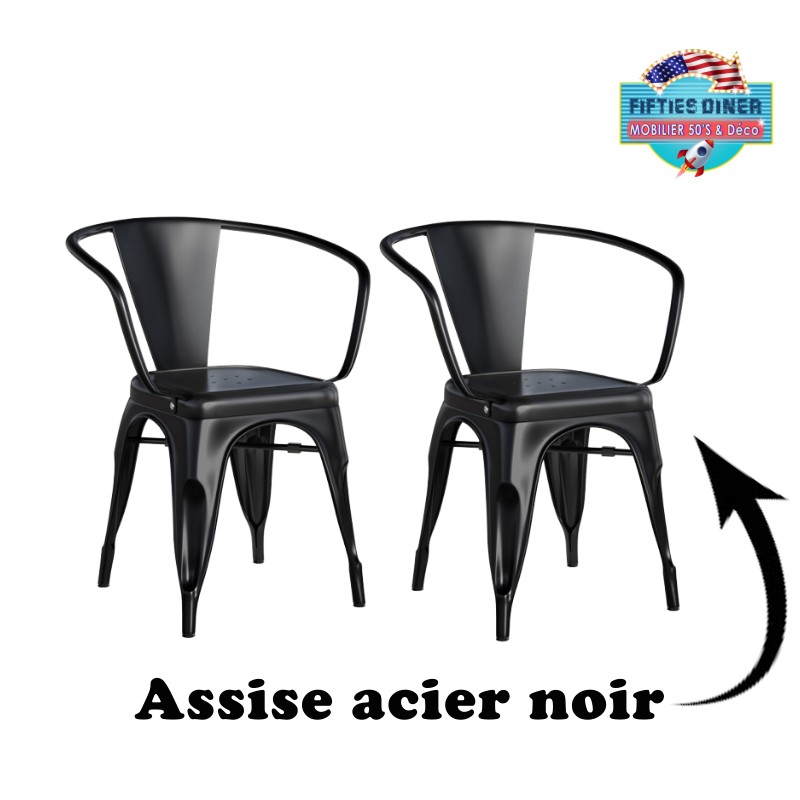 chaises de Diner rétro style industriel noire