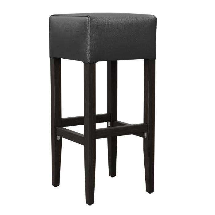 tabouret de bar en bois et vinyle noir City