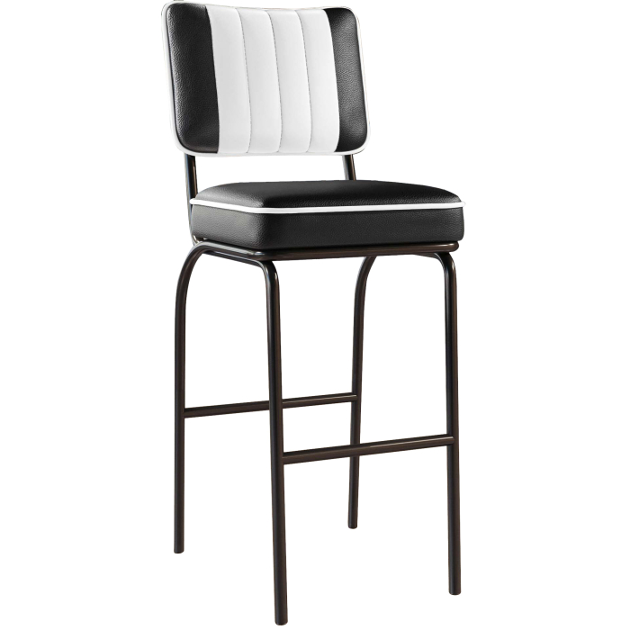 tabouret de bar rétro vinyle bicolore noir